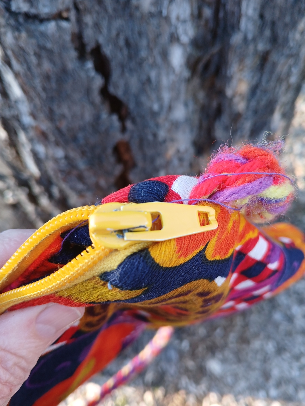 Handmade Floral Crossbody Bag in Purple and Orange Bohemian Retro Inspired - Picture 4 of 5